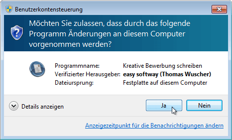 Programme installieren: Benutzerkontensteuerung